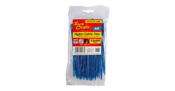 Nylon Cable Ties 3.5mm X 150mm Blue 100pc product image