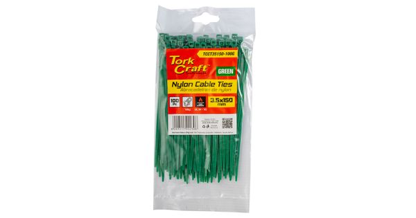 Nylon Cable Ties 3.5mm X 150mm Green 100pc product image