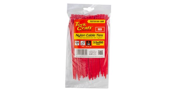 Nylon Cable Ties 3.5mm X 150mm Red 100pc product image