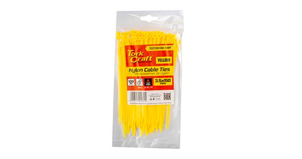 Nylon Cable Ties 3.5mm X 150mm Yellow 100pc product image