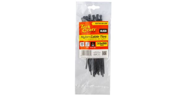 Nylon Cable Ties 3.5mm X 150mm Black 25pc product image