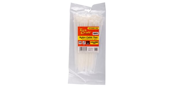 Nylon Cable Ties 4.8mm X 200mm White 100pc product image