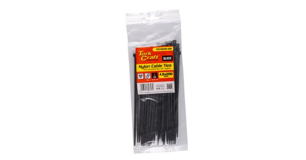 Nylon Cable Ties 4.8mm X 200mm Black 50pc product image