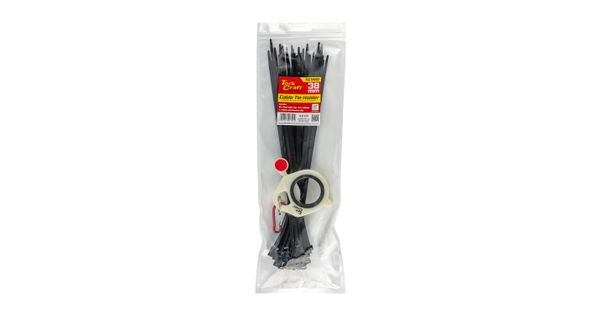 Tork Craft TCCTH002 Cable Tie Holder 38mm & Carabiner Clip Lumin Material With 50pc Black Cable Ties 4.8 x 300mm product image
