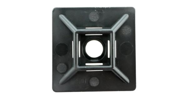 Cable Tie Mount Pad 28mm X 28mm For 4,8mm Tie Black 100pc Nylon product image