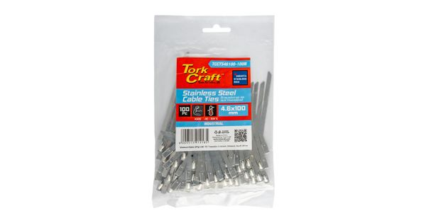 S/steel Cable Ties Ss304 4.6mm X 100mm Natural 100pc product image