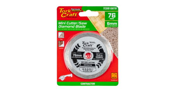 Diamond Blade 76mm X 10mm Cont. Rim Mini Cutter Saw product image