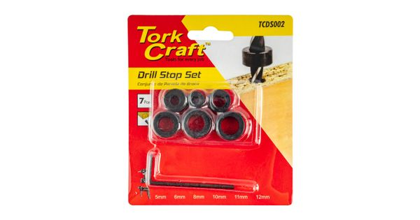 Tork Craft 7pc Drill Stop Set (5.6.8.10.11.12mm) C/w Allen Key product image