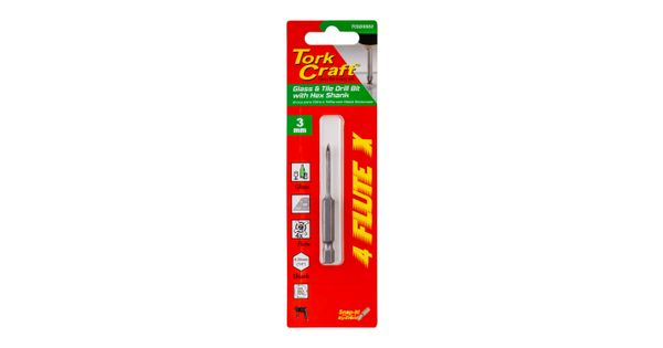 Glass & Tile Drill 3mm 4 Flute With Hex Shank product image