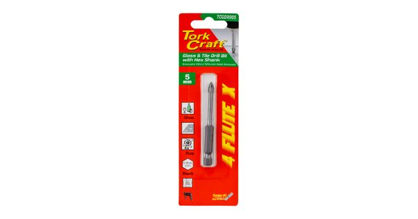 Glass & Tile Drill 5mm 4 Flute With Hex Shank product image