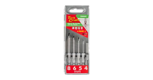 Glass & Tile Drill 4 Flute Set 4pc 4/5/6/8mm In Plastic Case product image
