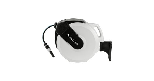 Tork Craft Retractable Water Hose Reel 20m x 13.5mm ID PVC Hose with Sprayer & Mount product image