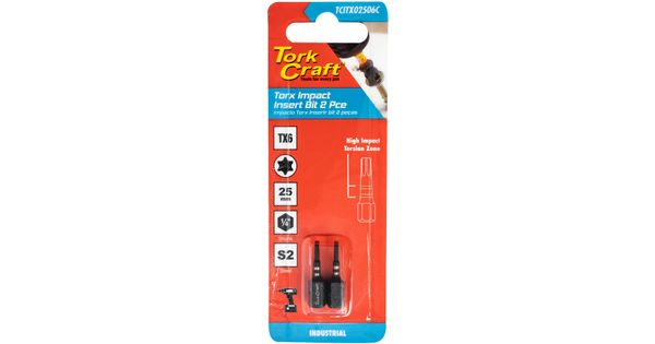 Torx Tx 6 Impact Insert Bit 25mm 2pc Carded product image