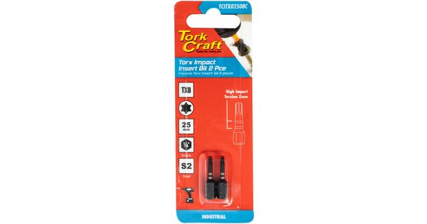 Torx Tx 8 Impact Insert Bit 25mm 2pc Carded product image