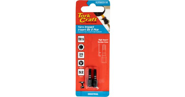 Torx Tx 15 Impact Insert Bit 25mm 2pc Carded product image