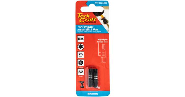 Torx Tx 35 Impact Insert Bit 25mm 2pc Carded product image