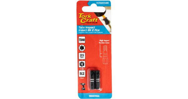Torx Tx 40 Impact Insert Bit 25mm 2pc Carded product image