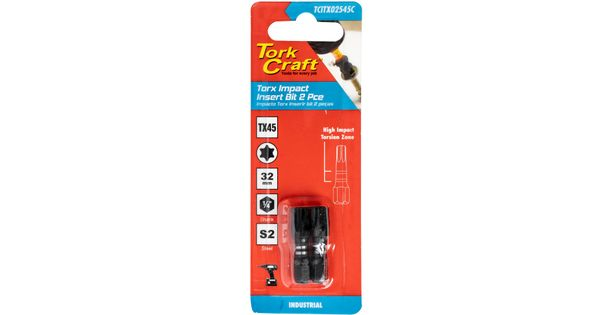 Torx Tx 45 Impact Insert Bit 25mm 2pc Carded product image