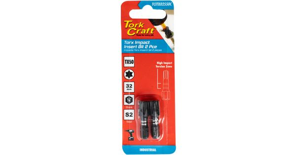 Torx Tx 50 Impact Insert Bit 25mm 2pc Carded product image