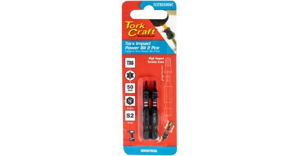 Torx Tx 6 Impact Power Bit 50mm 2pc Carded product image