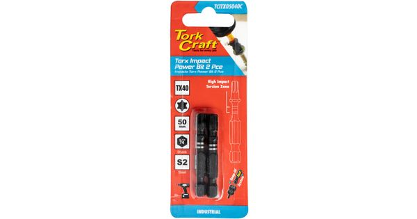 Torx Tx 40 Impact Power Bit 50mm 2pc Carded product image
