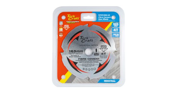 Tork Craft TCPCD16504-20 PCD Saw Blade 165mm x 4T x 20/16mm Fibre Cement MDF Chipboard product image