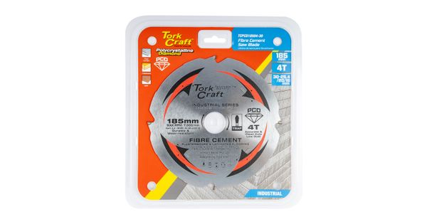 Tork Craft TCPCD18504-30 PCD Saw Blade 185mm x 4T x 30-25.4/20/16mm Fibre Cement MDF Chipboard product image