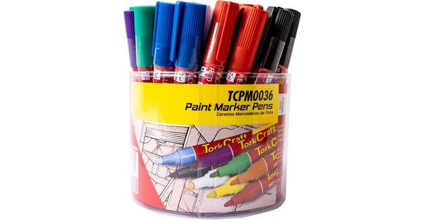 Paint Marker Pen 36pc Bulk Tub Red/yel/white/black/blue/green/purple/o product image