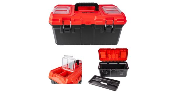 Heavy Duty Plastic Tool Box With Organizer Red/black 550mm product image