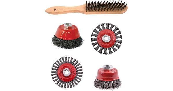 Wire Brush Angle Grinder Kit M14 Crimped & Knotted Set 5pce Hand Brush product image