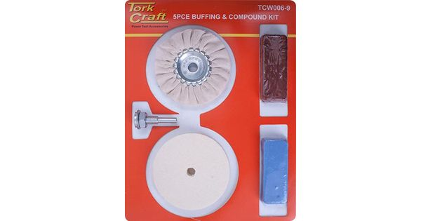 Polishing Buffing & Compound Kit 5pce With Felt Buff For Drill product image