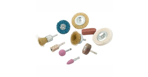 Wire Brush Set 10 Piece With Hex Shank & Buff Kit For Drill product image