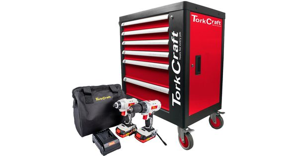 6 Drawer Roller Tool Cabinet 184pc Tc620050 C/w Drill & Impact Driver product image